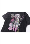 Anime devil t-shirt Japanese cartoon tee vintage wash top