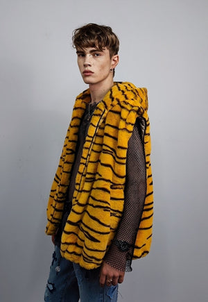 Tiger print jacket animal print bomber detachable zebra coat