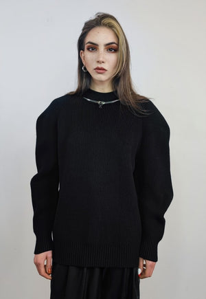 Gothic sweater in black catwalk jumper knitted going out top