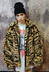 Tiger fleece jacket faux fur zebra fluffy bomber brown black