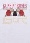 Guns and roses t-shirt retro floral tee rocker top in white