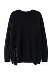 Asymmetric sweater utility jumper stitched punk top in black