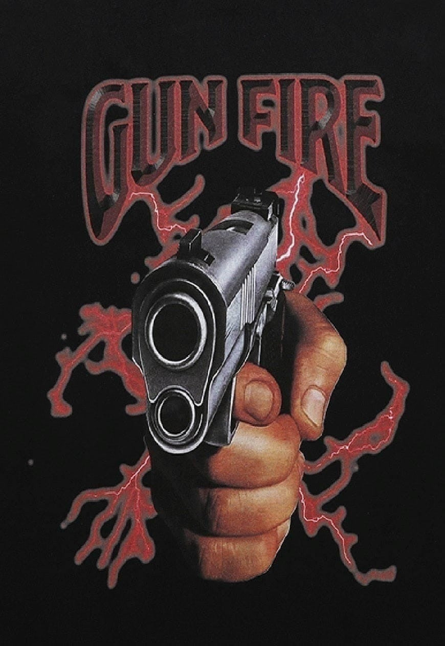 Gun print t-shirt grunge tee retro punk pistol top in black
