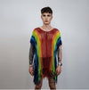 Rainbow mesh top Gay pride sweater rave poncho transparent