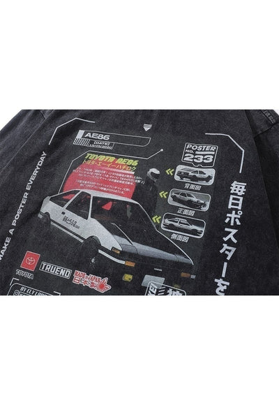 Toyota t-shirt old racing car tee retro Japanese top in grey