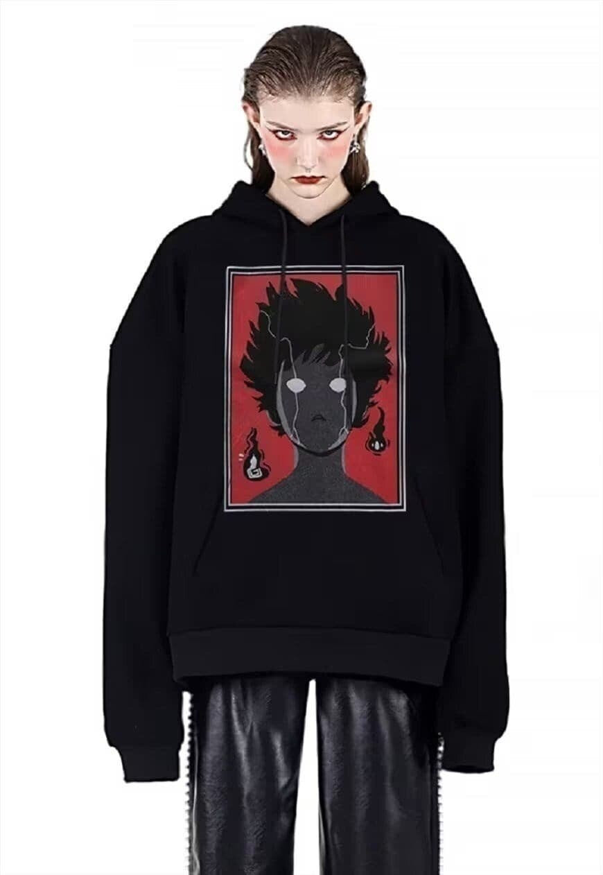 Anime hoodie pullover cosplay character top in black