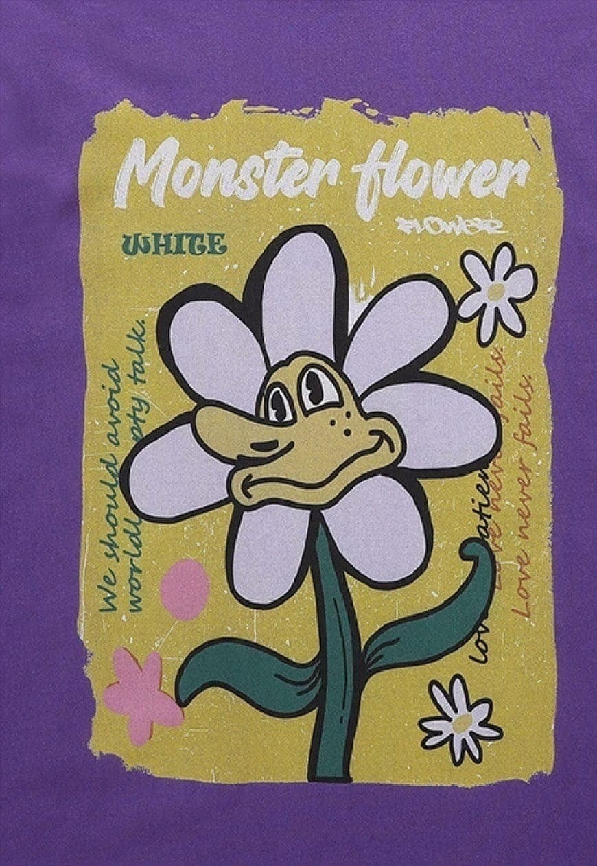 Floral t-shirt vintage poster tee 70s hippie top in purple