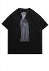 Queen print t-shirt royal member tee illusory top in black