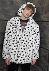 Cherry fleece coat handmade 2in1 fruit trench jacket white