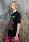 Raver t-shirt cyber print tee psychedelic top in black