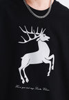 Christmas t-shirt deer print tee retro Christmas top black