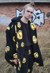 Emoji fleece jacket handmade 2 in 1 retro smile coat black