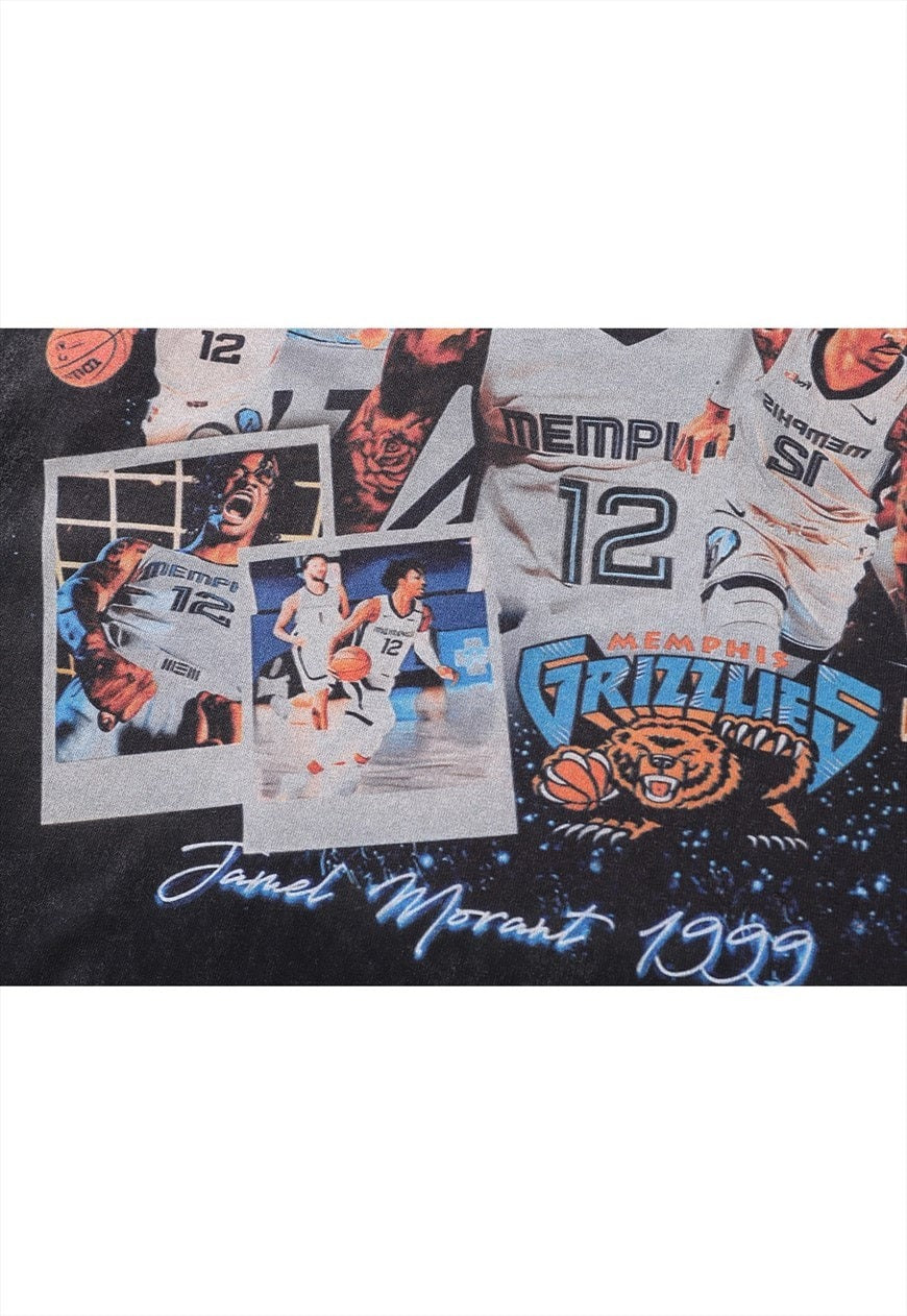 Basketball player tshirt vintage wash Grizzlies top long tee