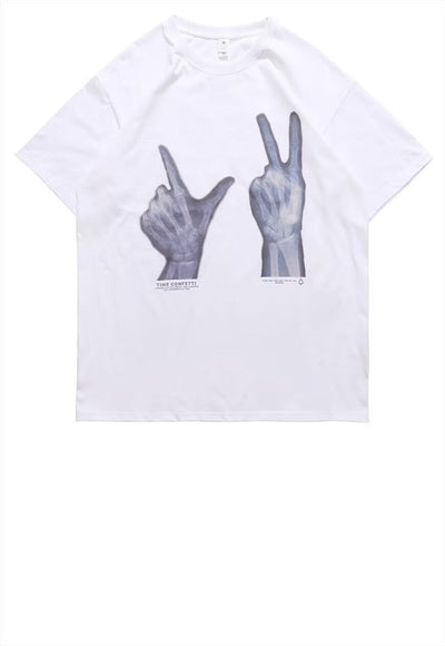 X-ray skeleton print t-shirt bones tee grunge top in white