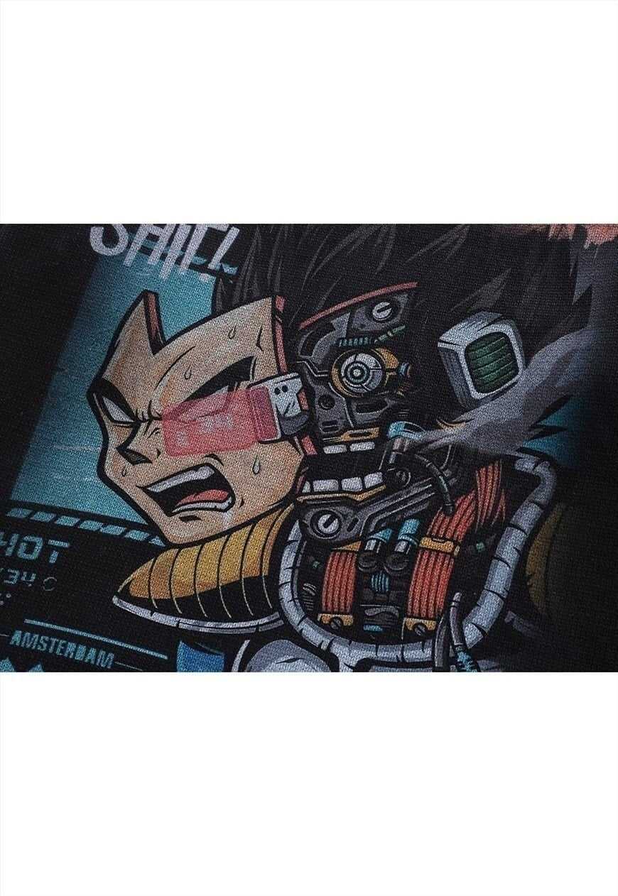 Anime sweater knit distressed jumper Dragon ball top grey