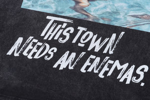 Holiday t-shirt party monster tee Y2k raver top in vintage grey