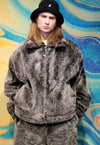 Python faux fur jacket handmade snake fleece bomber grey