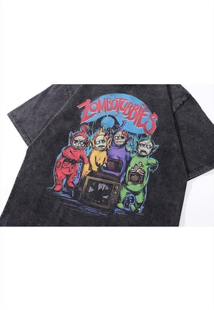 Teletubbies t-shirt Halloween cartoon tee retro creepy top