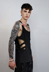 Cut-out sleeveless top raver multi hole tee cyberpunk vest