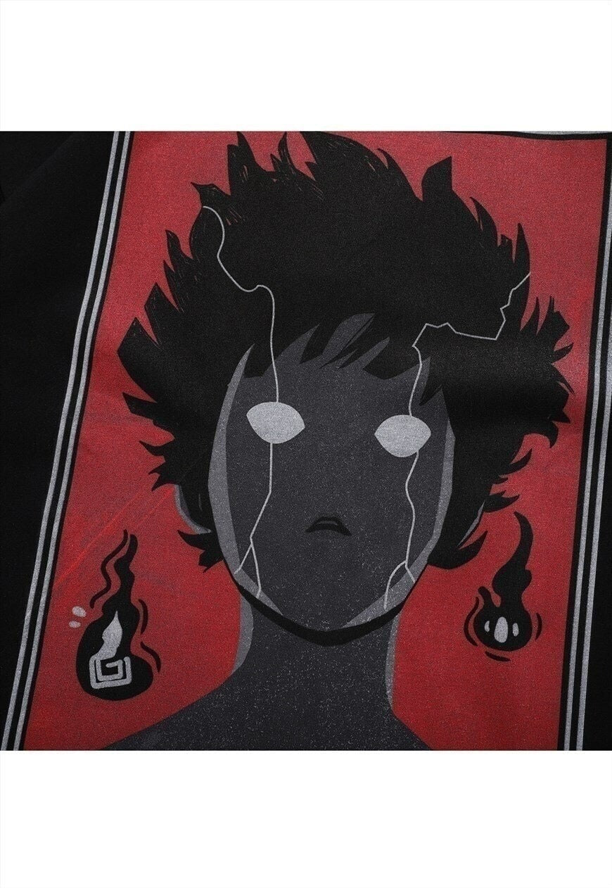 Anime boy t-shirt Korean retro top in black