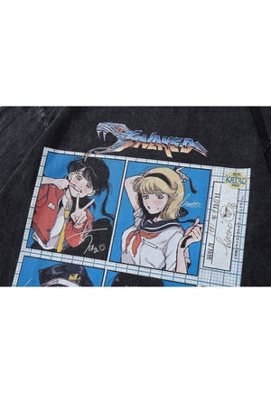 Anime t-shirt Japanese cartoon tee retro Manga top black