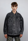 Hooded denim jacket faded gorpcore jean coat in washed grey