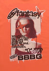 Grunge t-shirt raver print tee retro poster top in orange