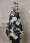 Camo fleece jacket handmade abstract trench coat in green