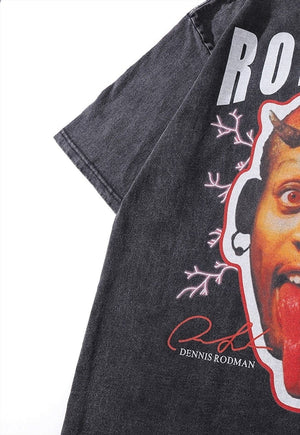 Dennis Rodman t-shirt retro basketball tee grunge top grey