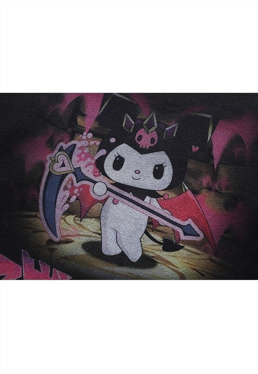 Anime sweater Manga knit distressed Japanese jumper in beige