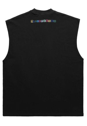 Graffiti print tank top surfer vest retro sleeveless t-shirt