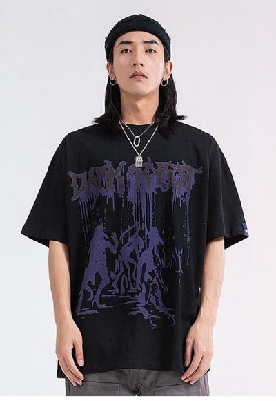 Creepy forest t-shirt Gothic tee punk graffiti top in black