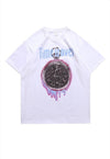 Clock print t-shirt time travel tee grunge top in black