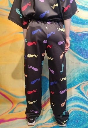 Cat print beam joggers handmade y2k cartoon emoji overalls