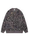 Fluffy leopard cardigan animal print fuzzy jumper in brown