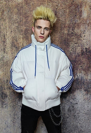 Gorpcore bomber utility sports jacket cropped varsity white