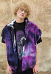 Reversible fleece jacket detachable handmade Tie-dye bomber