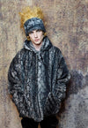 Faux fur python jacket handmade snake fleece bomber in grey