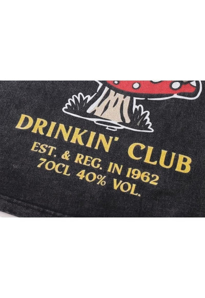 Bee print t-shirt beer cartoon tee psychedelic top acid grey