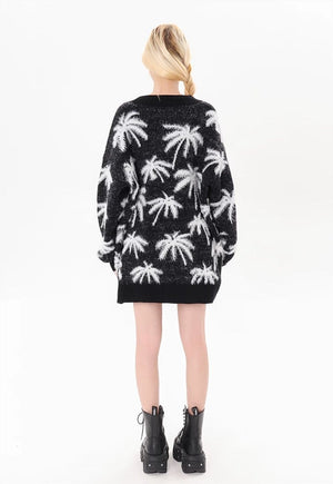 Palm sweater sweater black tropical pattern hairy y2k jumper