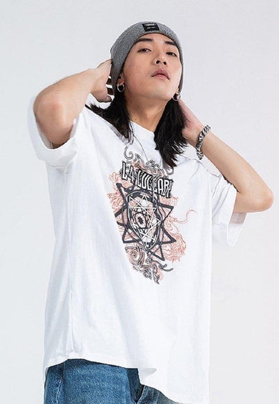 Lullaby t-shirt mandala tee Gothic slogan top in white