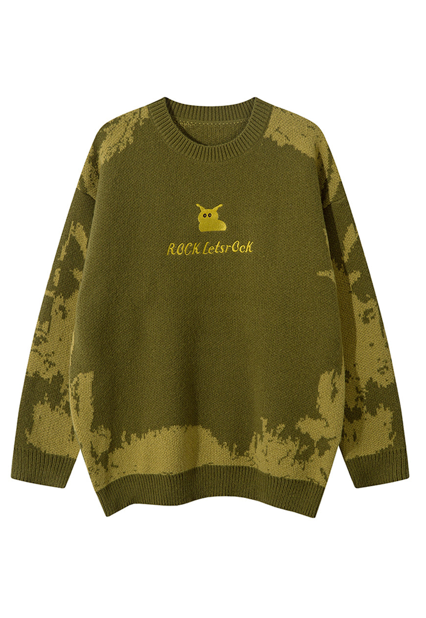 Abstract sweater green rocker jumper retro knitted top