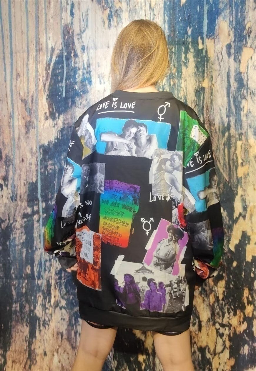 Pride sweatshirt LGBT support top love gay jumper in black