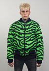 Spider print varsity jacket green checked reversible bomber