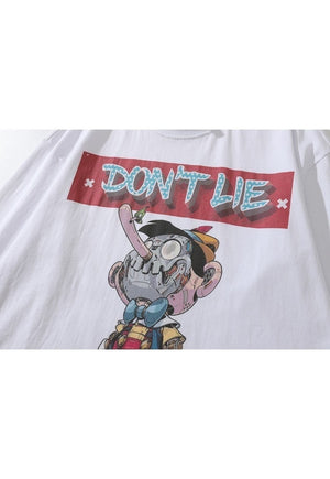 Pinokio t-shirt old cartoon long sleeve tee retro top white