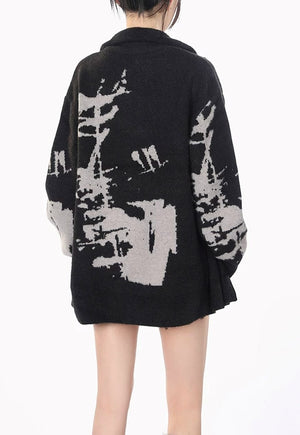 Abstract pattern sweater grunge moth print jumper punk top