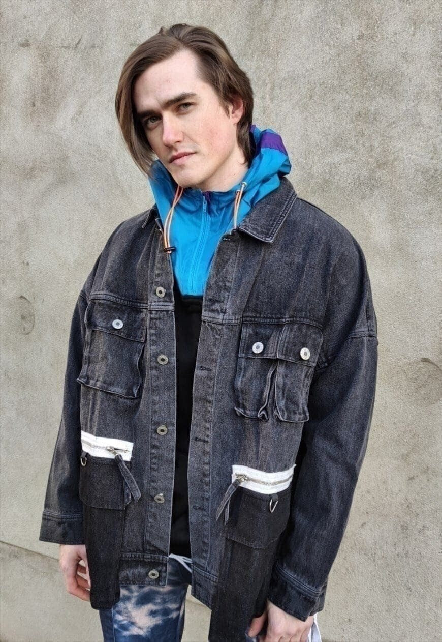 90s skiing beam hoodie reworded y2k high neck pullover black