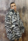 Tiger fleece jacket faux fur zebra fluffy bomber in white