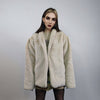 Beige faux fur lapel jacket mink coat smart style overcoat short going out bomber fancy dress fleece gorpcore retro peacoat in cream