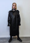 Faux leather trench coat double breasted dominatrix jacket